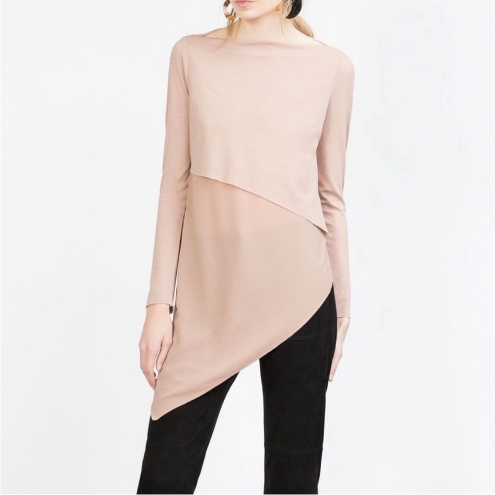 Zara Asymmetrical Blouse in Beige